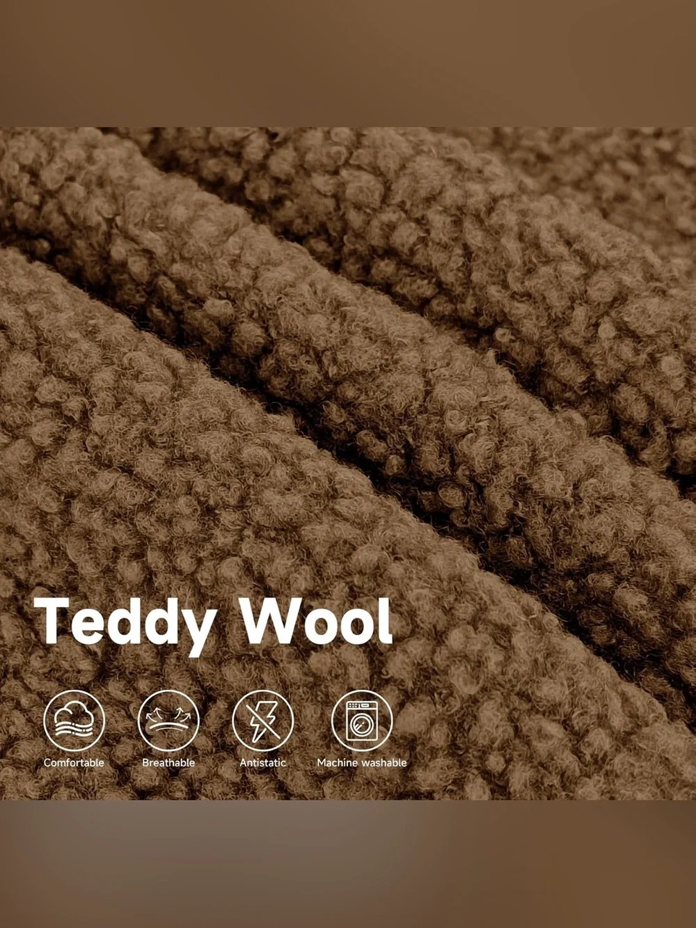 FondleFeeling 4 Brown Teddy Wool Dining Chair Cover